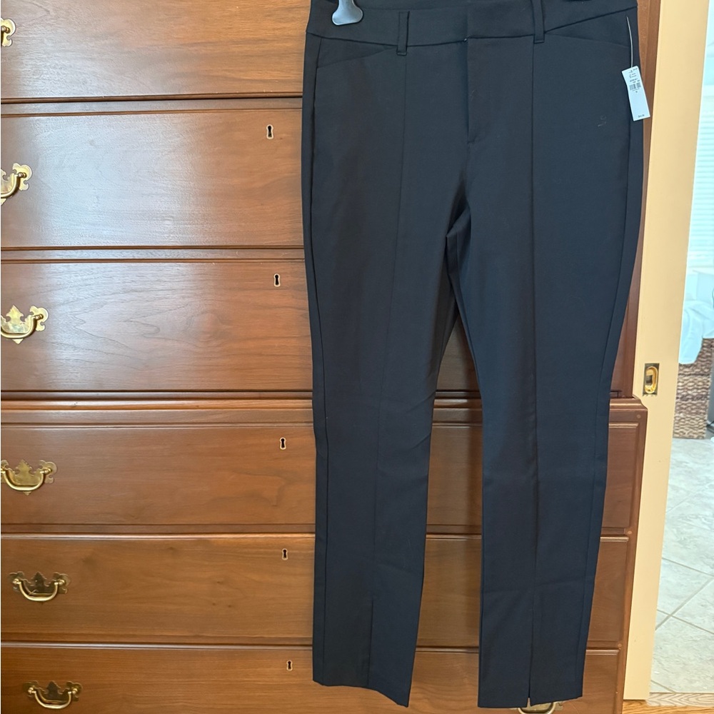 Black high rise pants with Split Hem